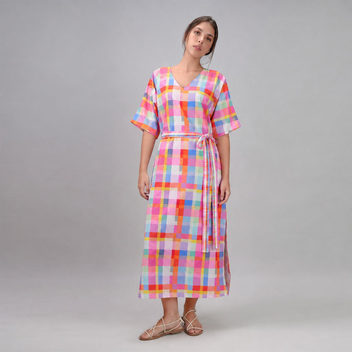 Palette Picnic Long Kaftan Dress with Side Slit, picture 4 of 6