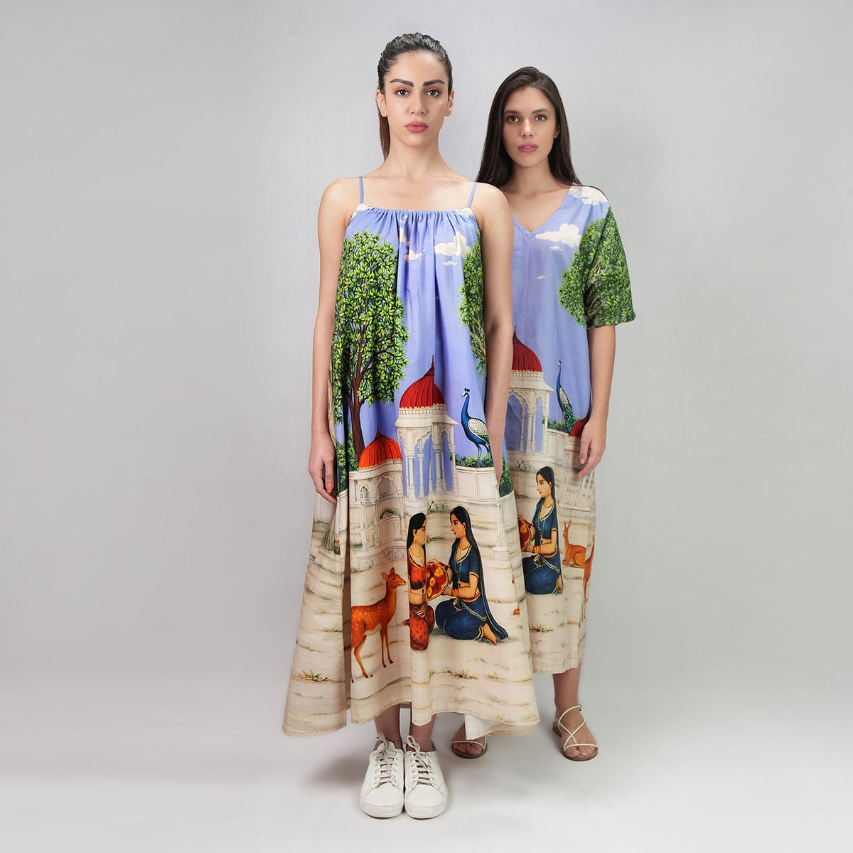 Saanjh Heritage Art Print Long Kaftan Dress, picture 6 of 6