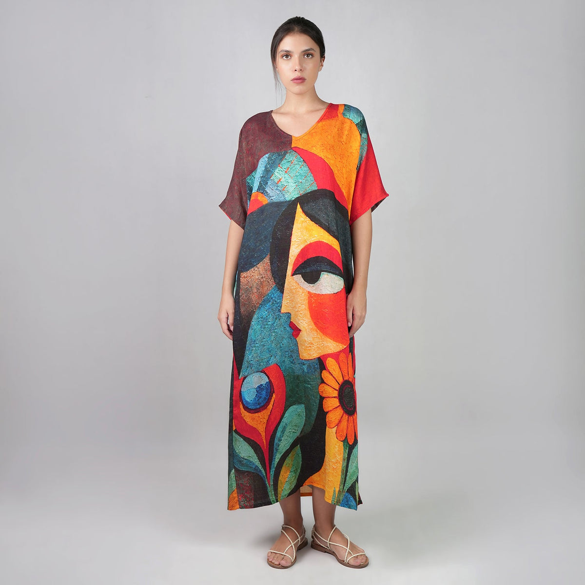 Muse Abstract Art Long Kaftan Dress, picture 2 of 6