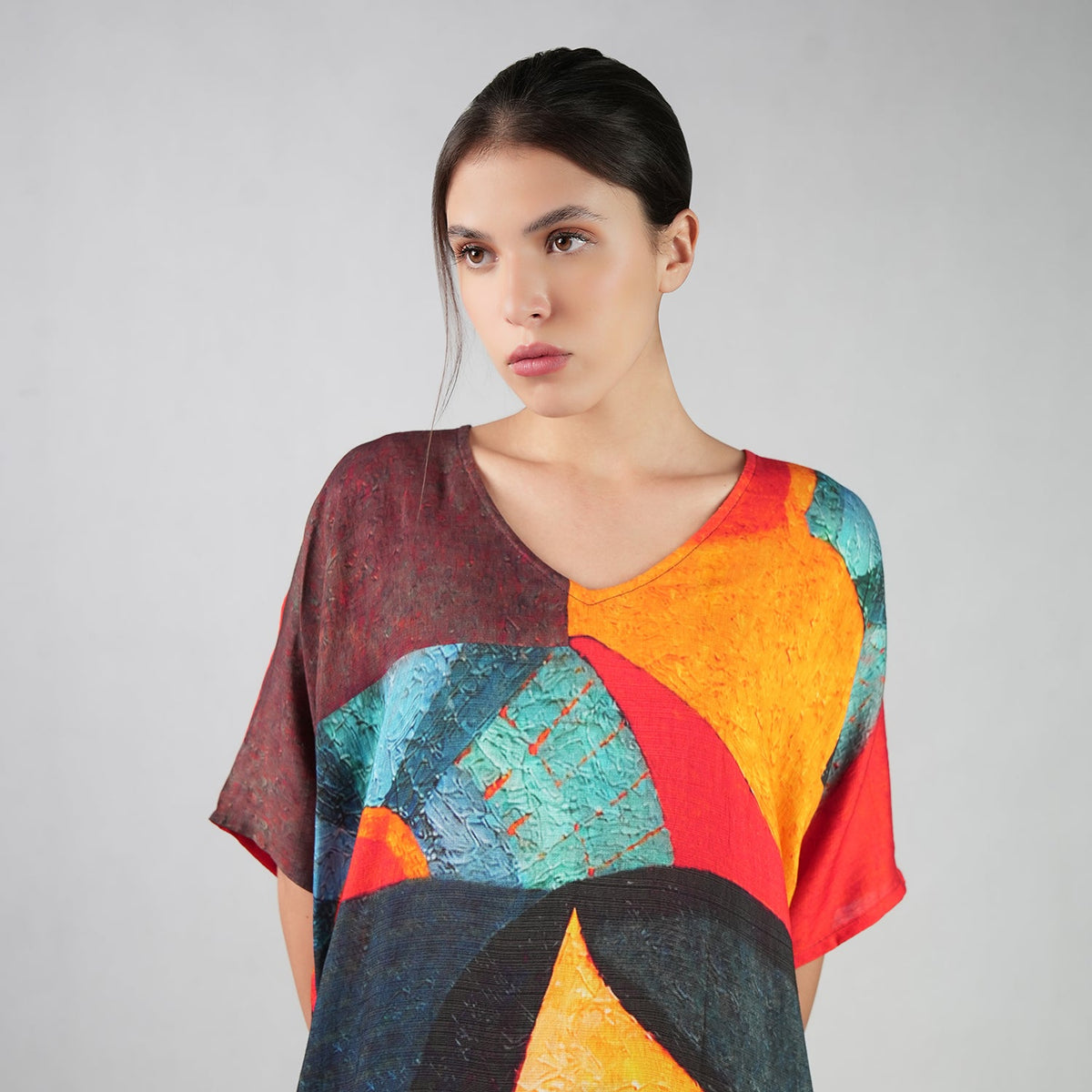 Muse Abstract Art Long Kaftan Dress, picture 3 of 6