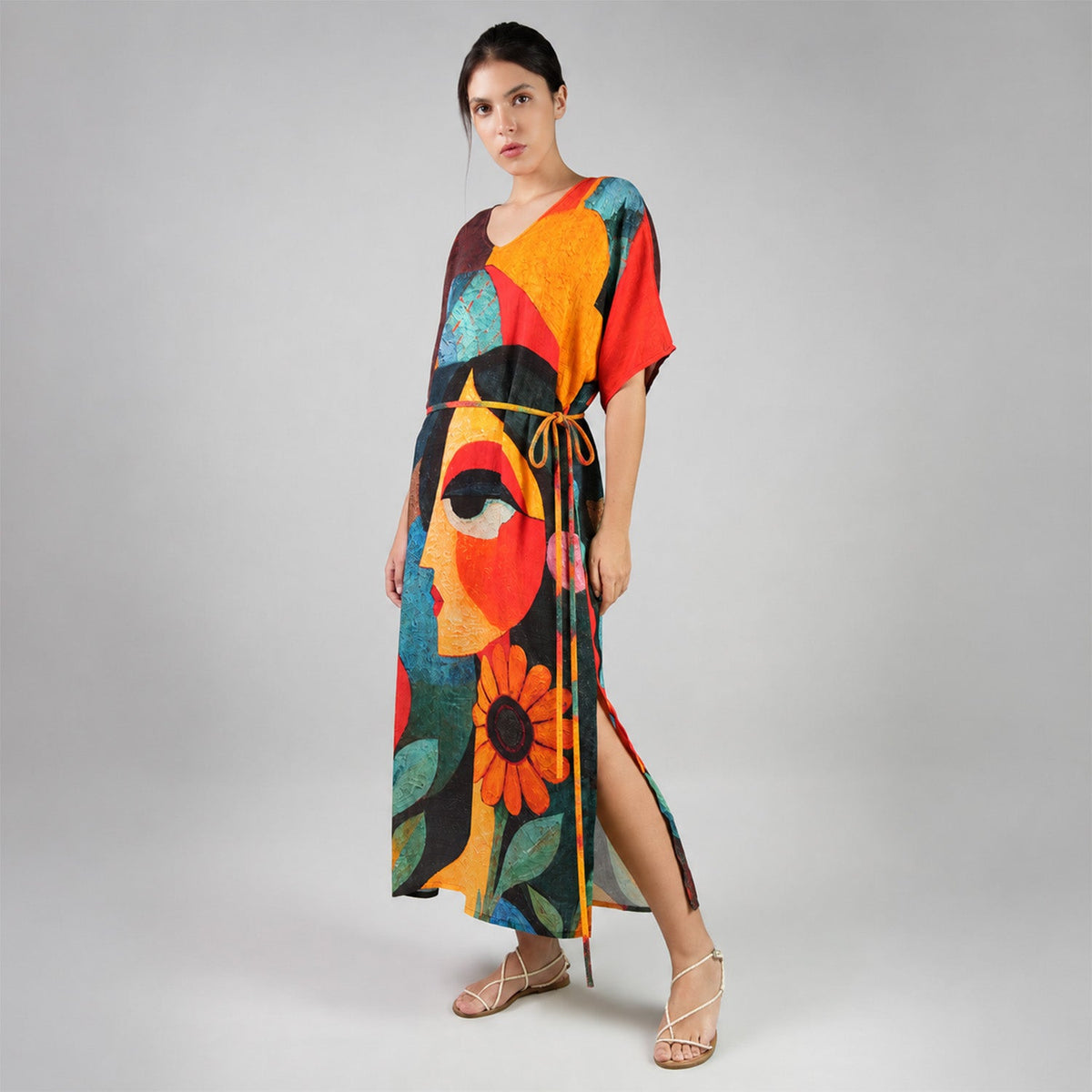 Muse Abstract Art Long Kaftan Dress, picture 6 of 6