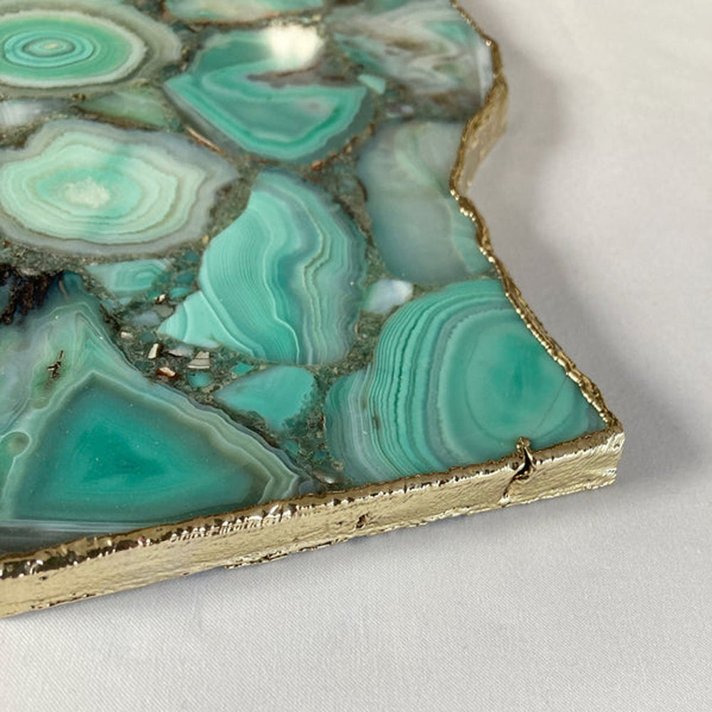 Green Agate Natural Edge Wall Clock, 10 x 15 Inch-2