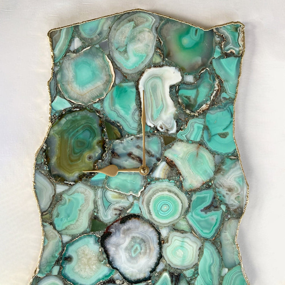 Green Agate Natural Edge Wall Clock, 10 x 15 Inch-3