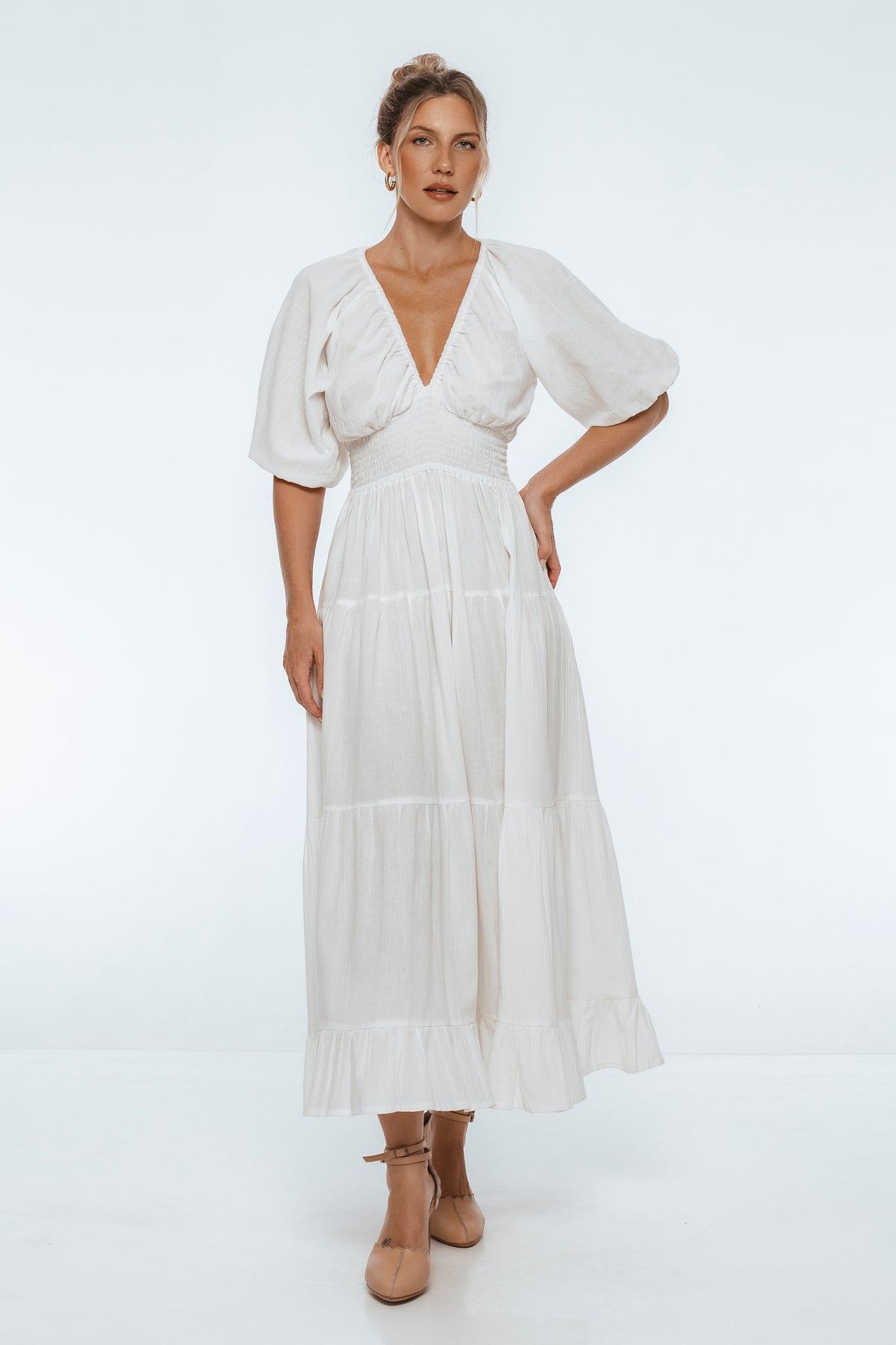 Lucienne Smocked Linen Maxi Dress, picture 2 of 8