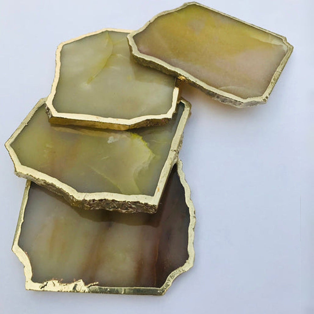 Mustard Aventurine Natural Edge Coasters-3