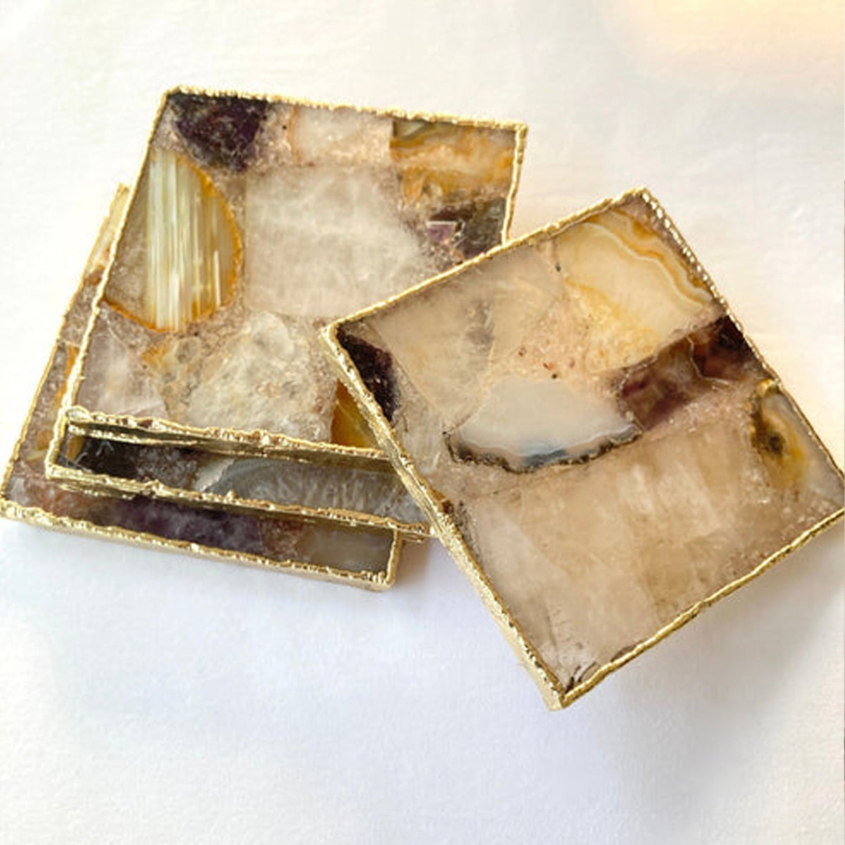 Raw Mixed Agate Square Coasters, picture 6 of 6