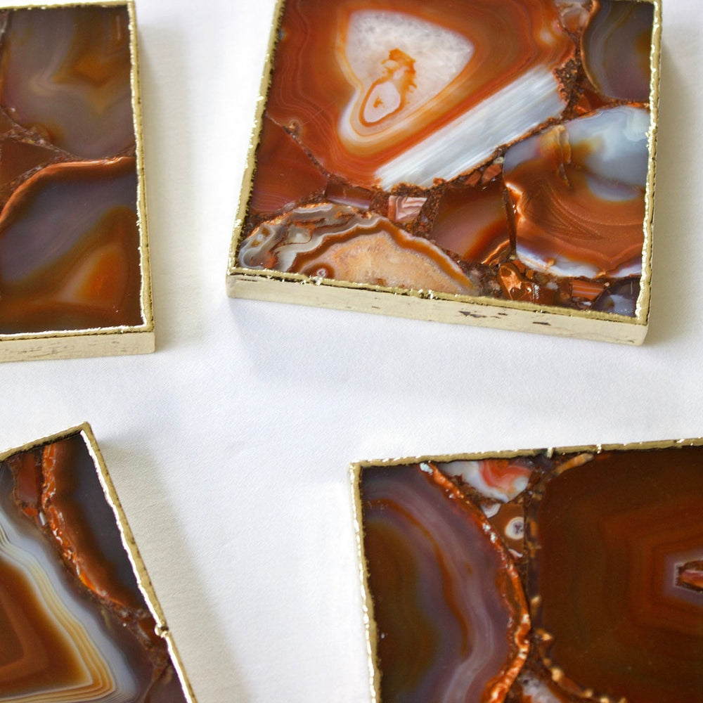 Red Agate Square Coasters-3