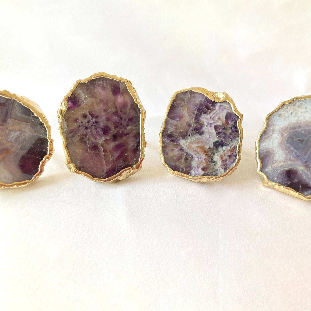 Amethyst Agate Slice Napkin Rings, picture 3 of 6