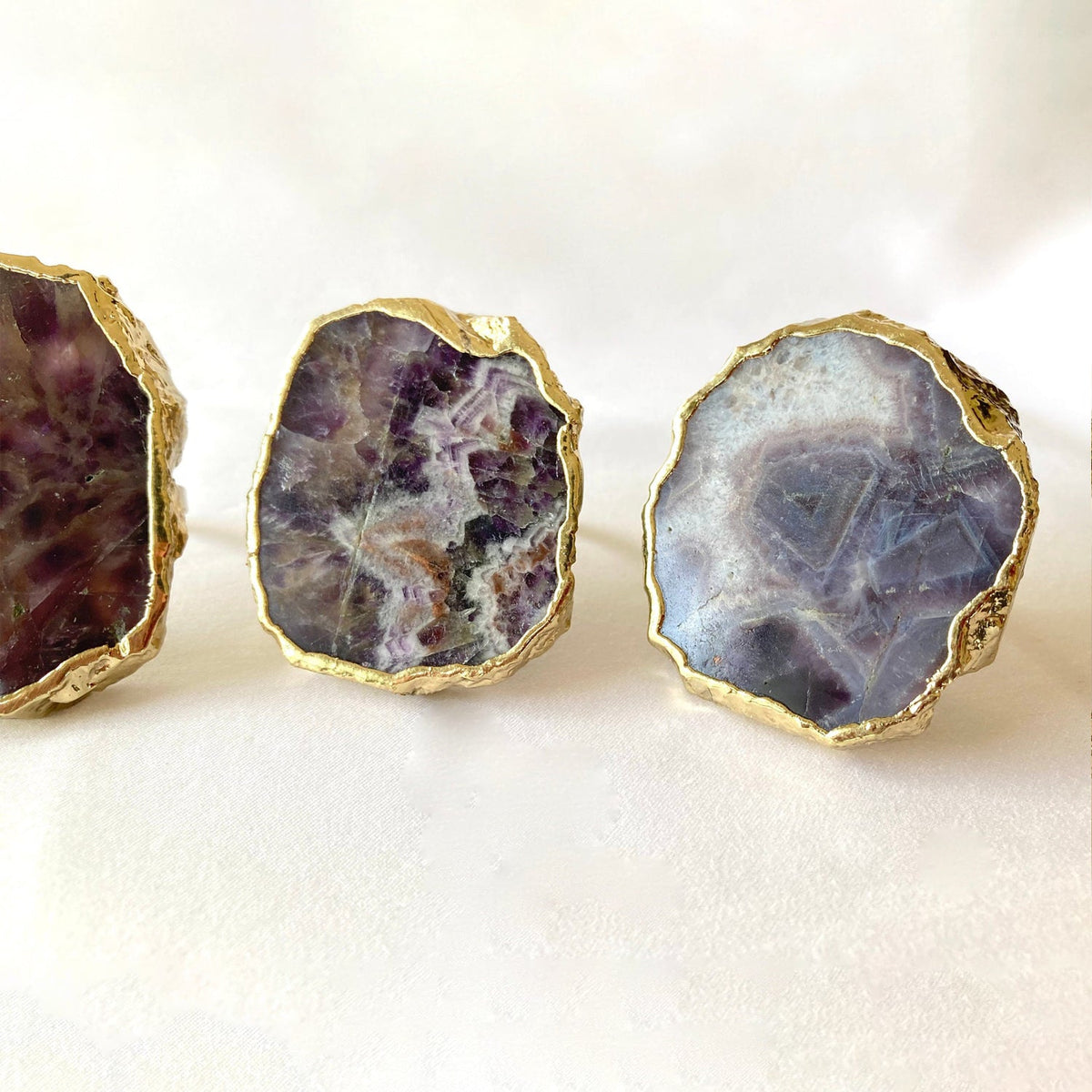 Amethyst Agate Slice Napkin Rings, picture 4 of 6