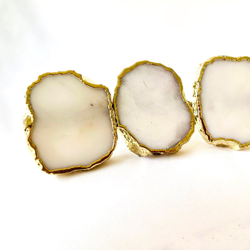 White Agate Slice Napkin Rings