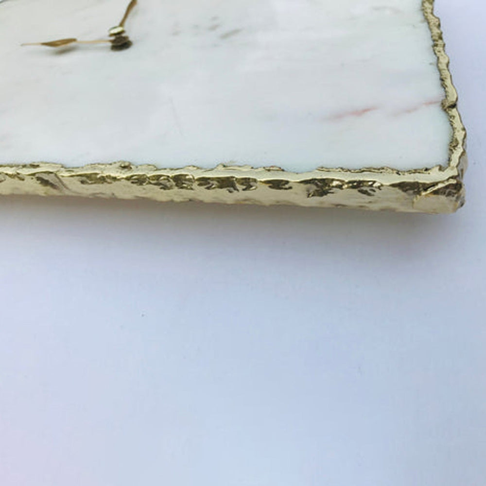 White Marble Rectangular Wall Clock