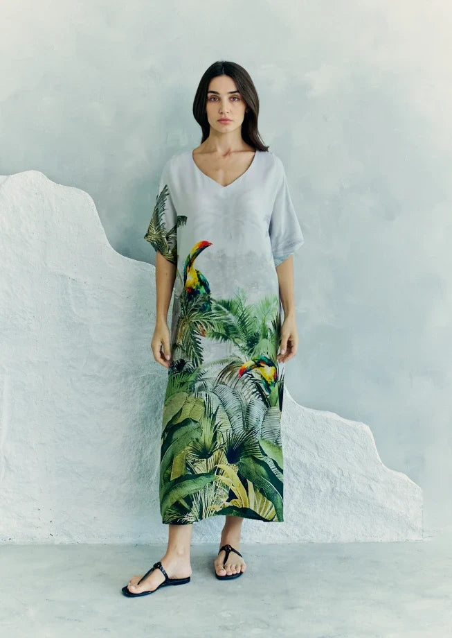 Wild Wings Bird in the Jungle Long Kaftan Dress