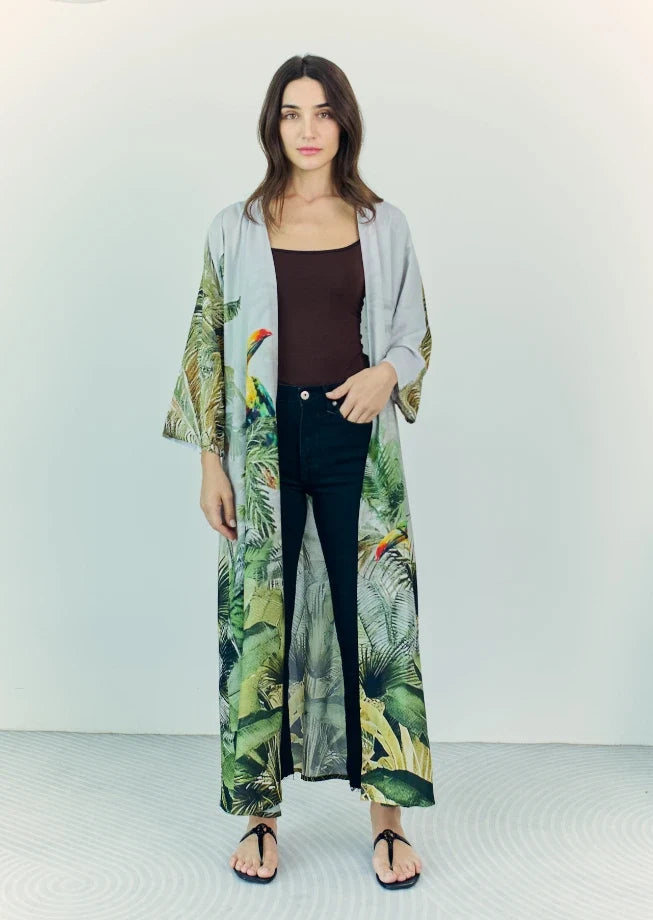 Wild Wings Bird in the Jungle Long Kimono