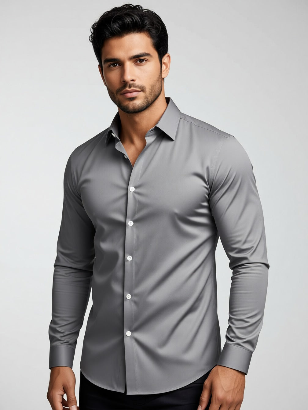 قميص رجالي بأكمام طويلة وأزرار أمامية بقصّة ضيقة (Slim Fit) – حتى 3XL, picture 4 of 8