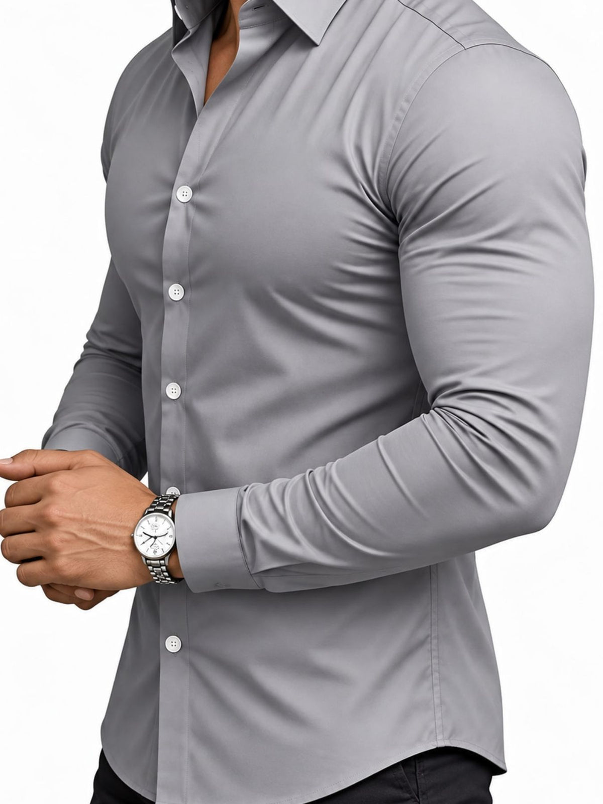 قميص رجالي بأكمام طويلة وأزرار أمامية بقصّة ضيقة (Slim Fit) – حتى 3XL, picture 7 of 8