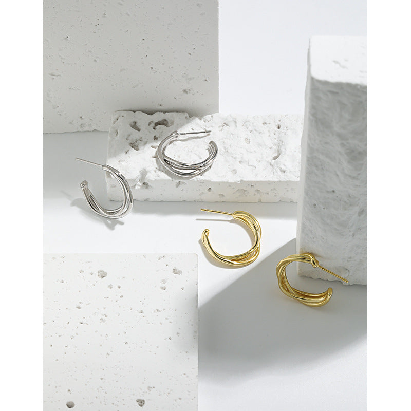 Sculptural Double-Loop Hoop Earrings, picture 7 of 7