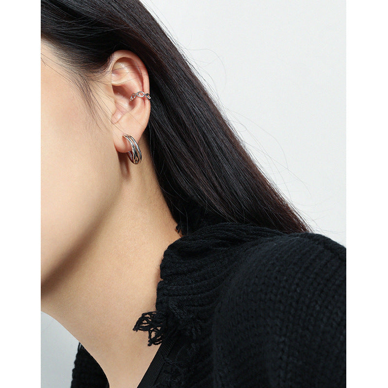 Sculptural Double-Loop Hoop Earrings, picture 3 of 7