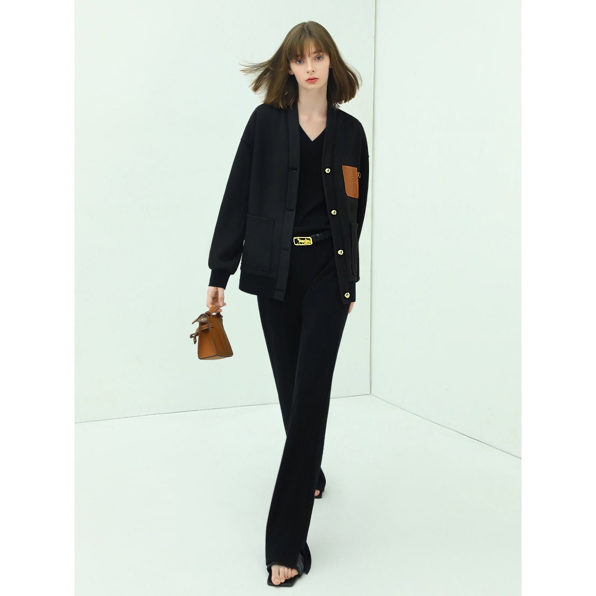 Flowy Button Down Black Cardigan, picture 3 of 5
