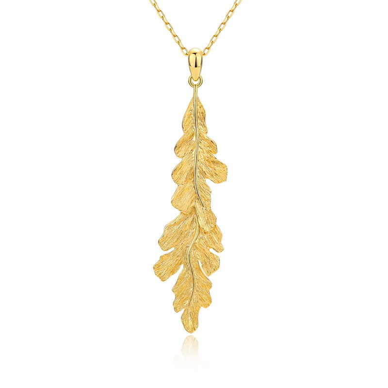 Sculpted Leaf Pendant Necklace