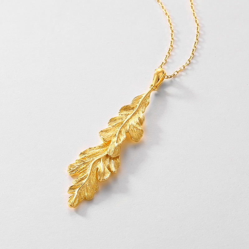 Sculpted Leaf Pendant Necklace, picture 2 of 5