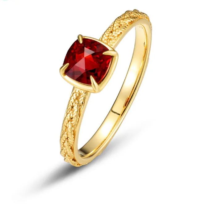 Garnet-Red Solitaire Ring