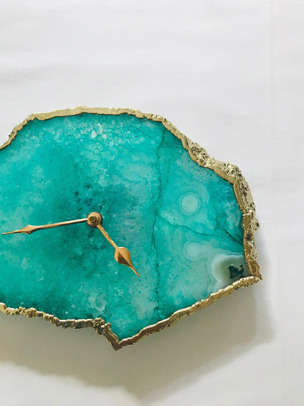 Aqua Agate Natural Edge Desk Clock, 6 x 7 Inch-1