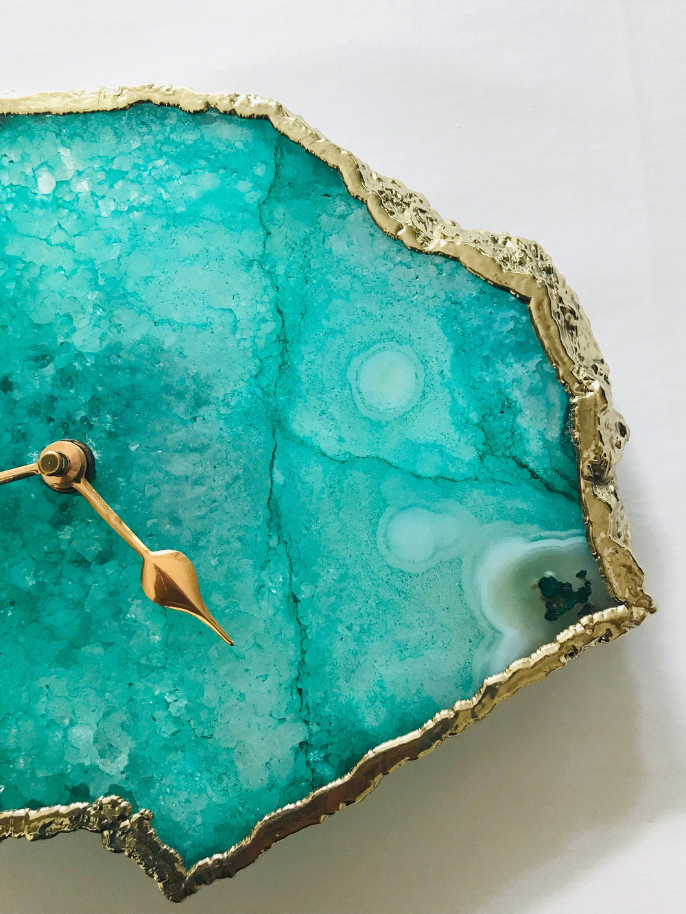 Aqua Agate Natural Edge Desk Clock, 6 x 7 Inch-2