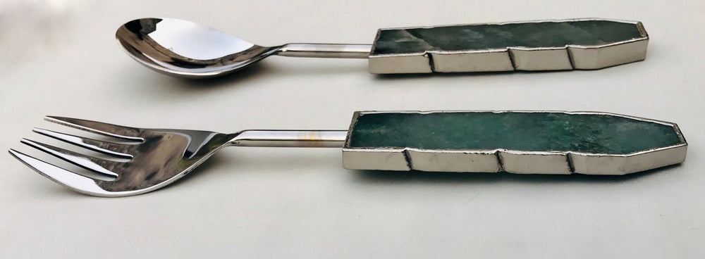 Green Agate Salad Servers-2