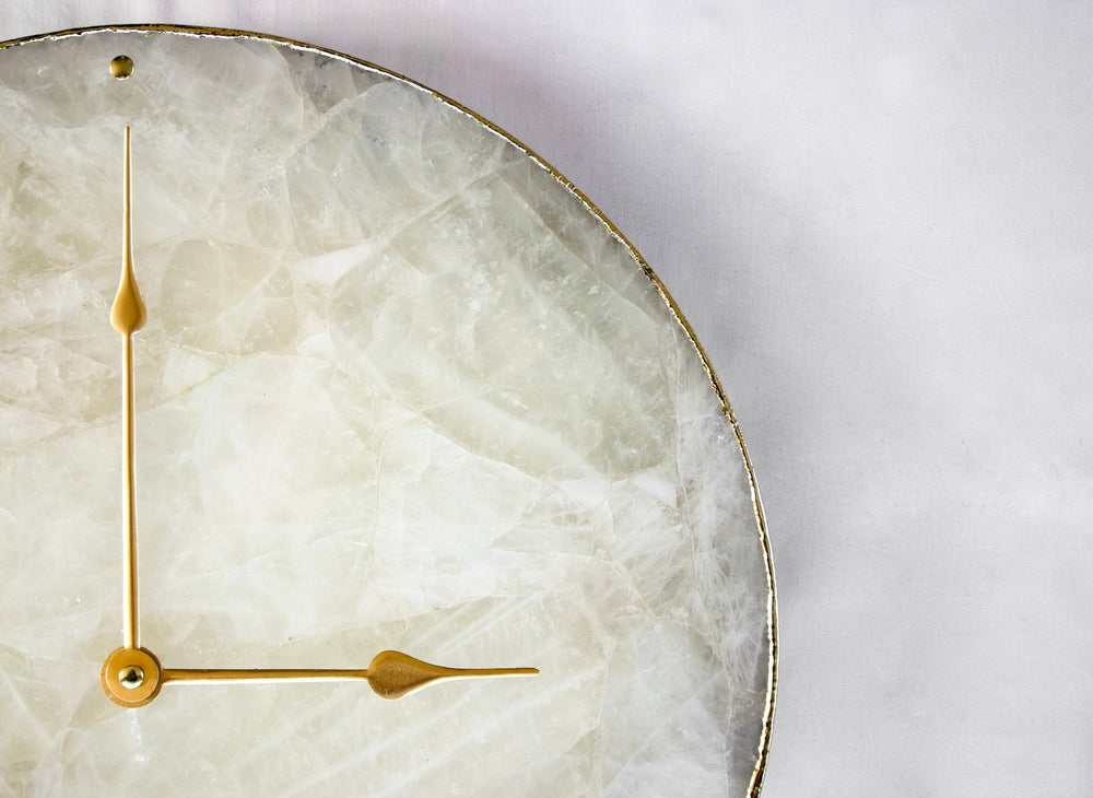 White Agate Round Wall Clock-1