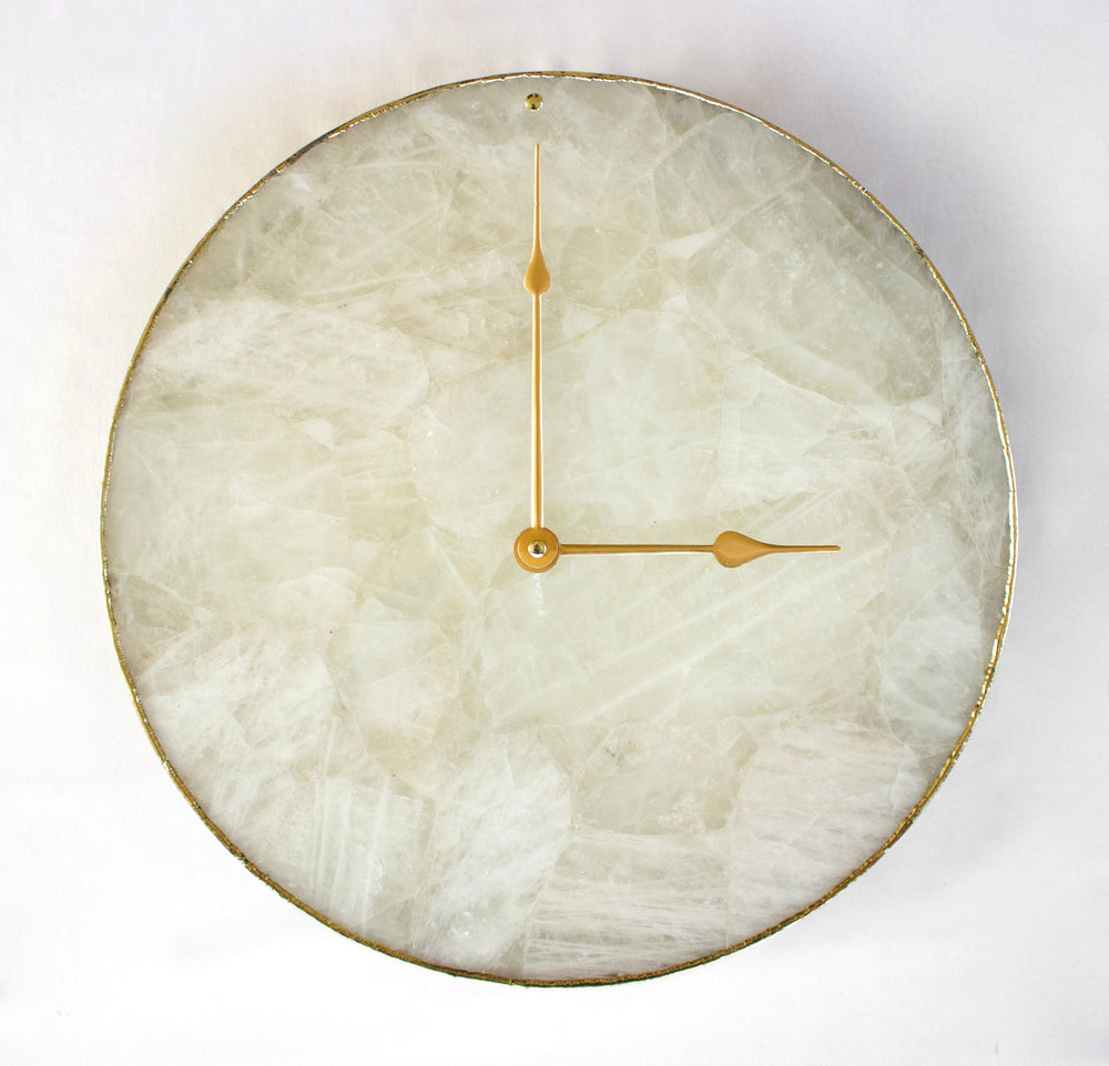 White Agate Round Wall Clock-0