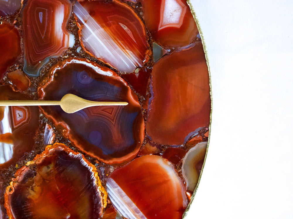 Red Agate Round Wall Clock