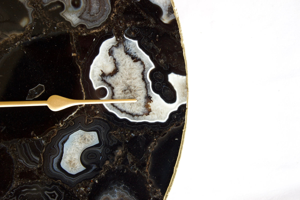 ساعة حائط دائرية من العقيق الأسود، الصورة 4 من 4