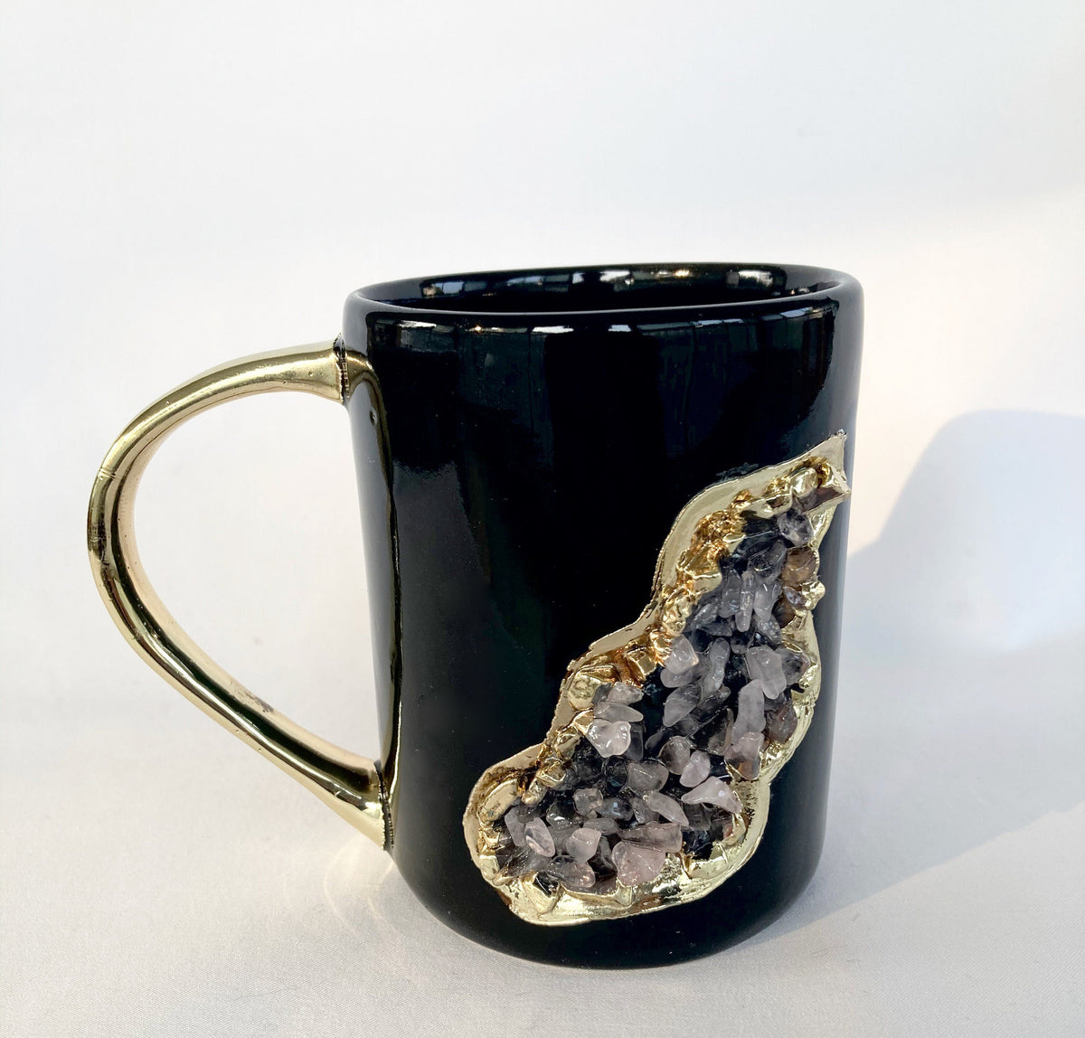 Wave Black Ceramic Mugs with Crystal Teardrop, 12 oz, picture 4 of 8