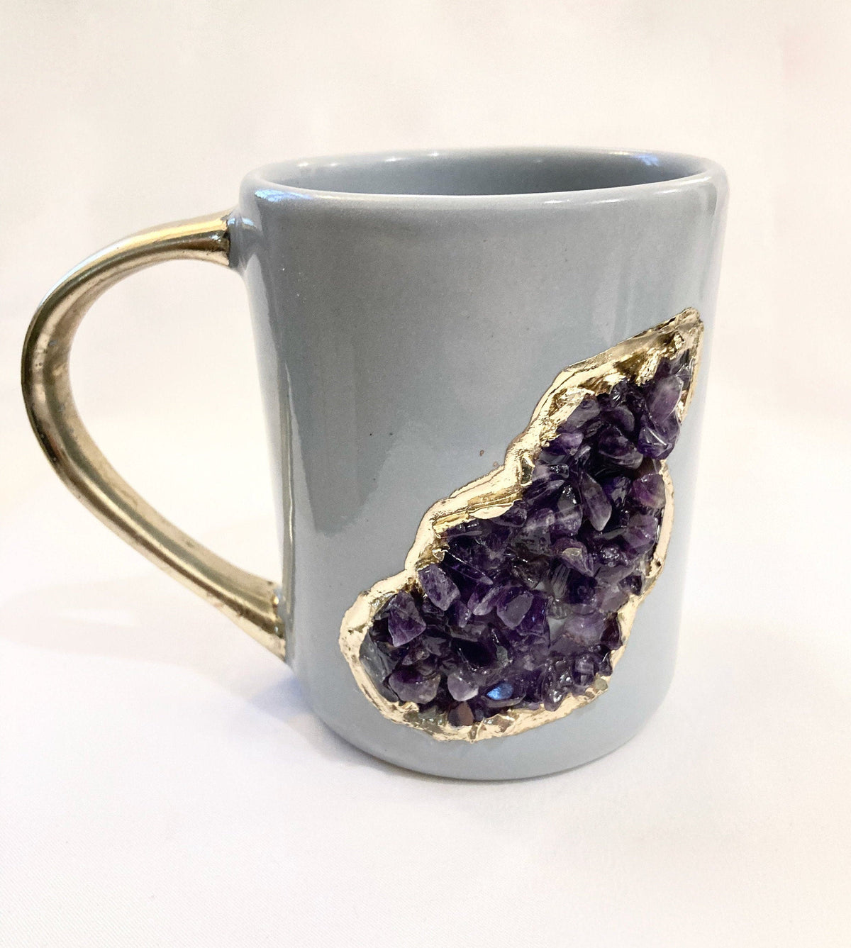Wave Gray Ceramic Mugs with Crystal Teardrop, 12 oz, picture 7 of 8