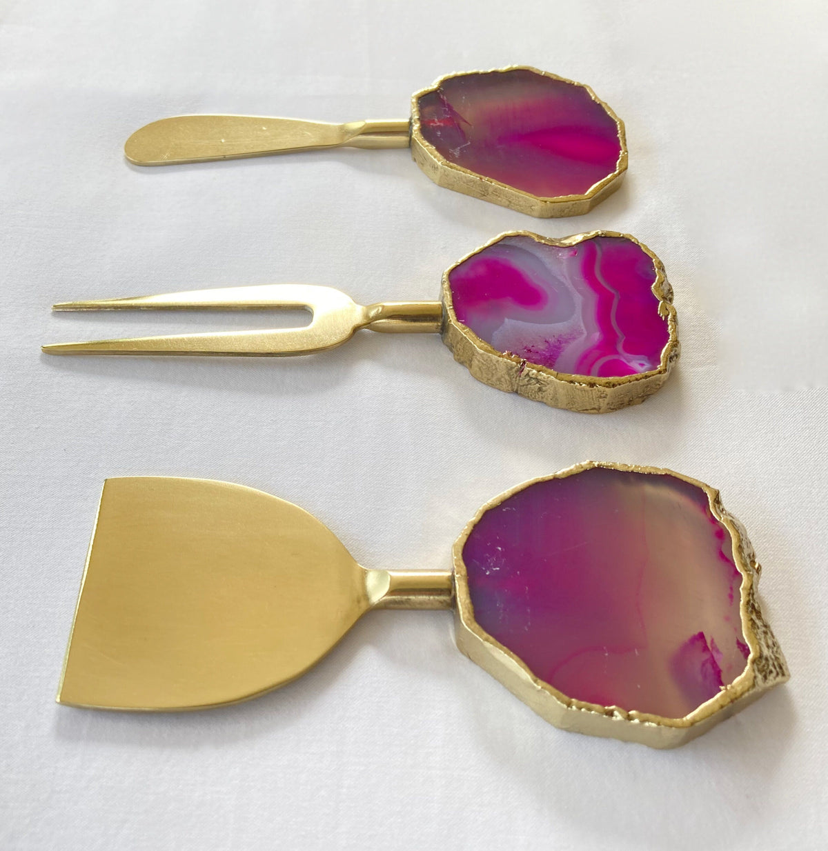 Pink Agate Cheese Knives with Round Handles, picture 4 of 4