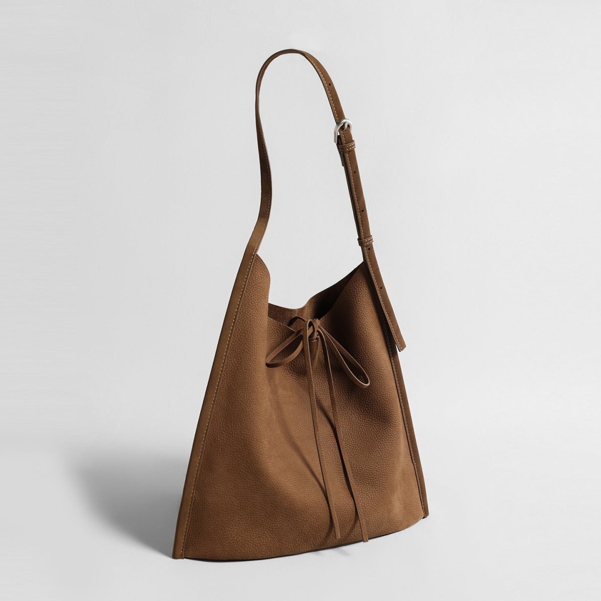 Large Leather Drawstring Tote Bag, picture 4 of 5