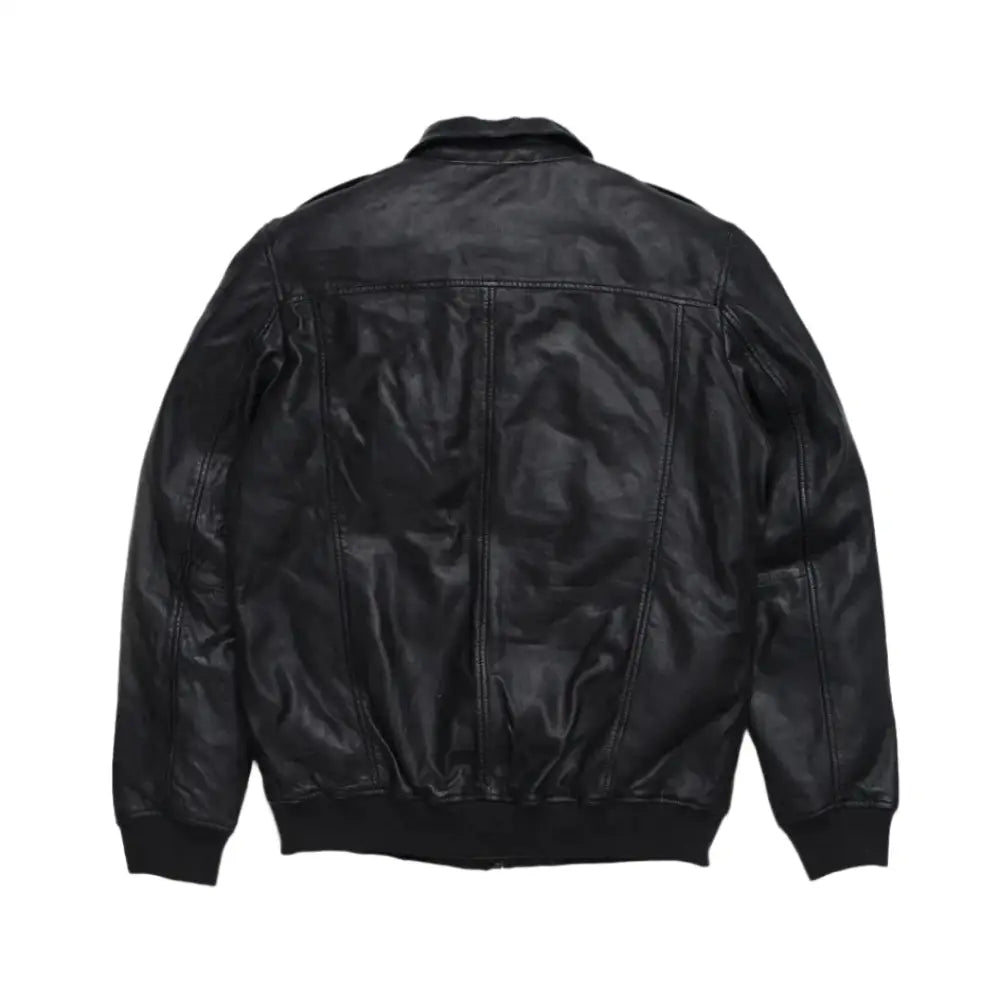 Men’s Black Aviator Sheepskin Leather Bomber Jacket