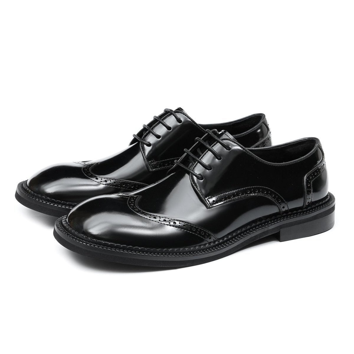 Men’s Glossy Calfskin Brogue Derby Shoes, picture 6 of 8