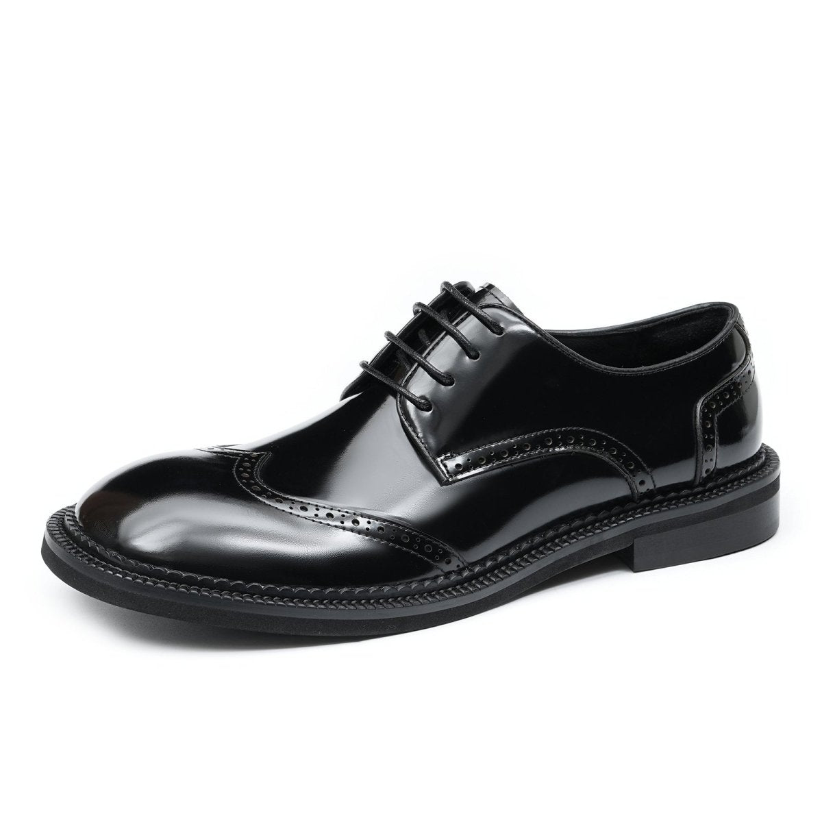 Men’s Glossy Calfskin Brogue Derby Shoes, picture 4 of 8