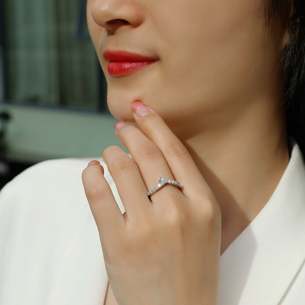 Moissanite Chevron Stacking Ring