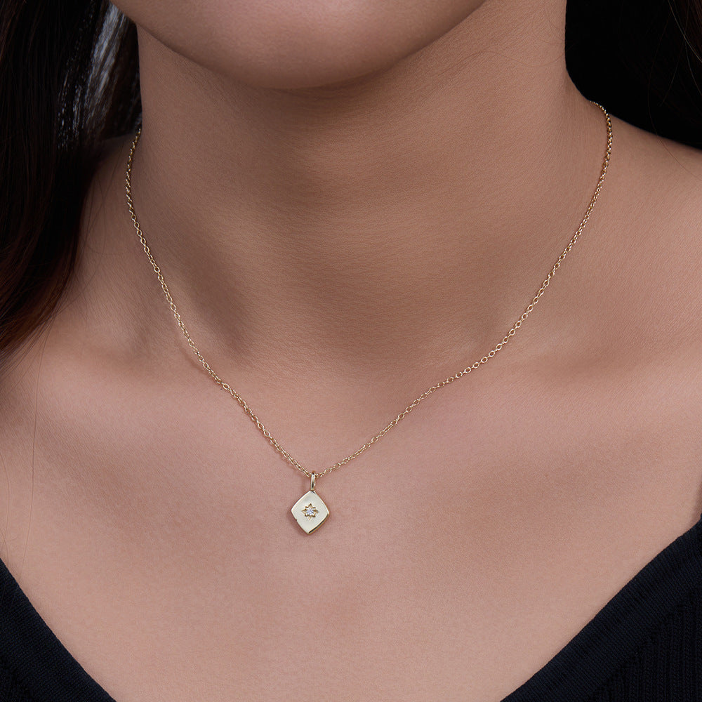 Glossy Mini Zircon Pendant Necklace, picture 3 of 5