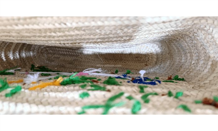Flowers Embroidered Raffia Basket Bag, picture 4 of 5