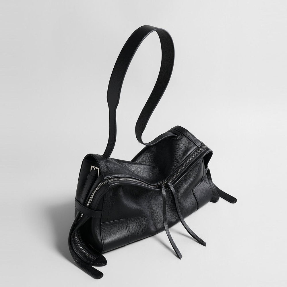 Slouchy Double-Zip Leather Pillow Bag