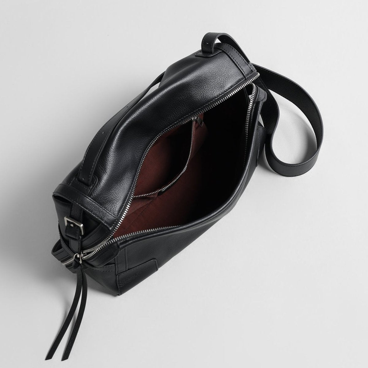 Slouchy Double-Zip Leather Pillow Bag, picture 4 of 8