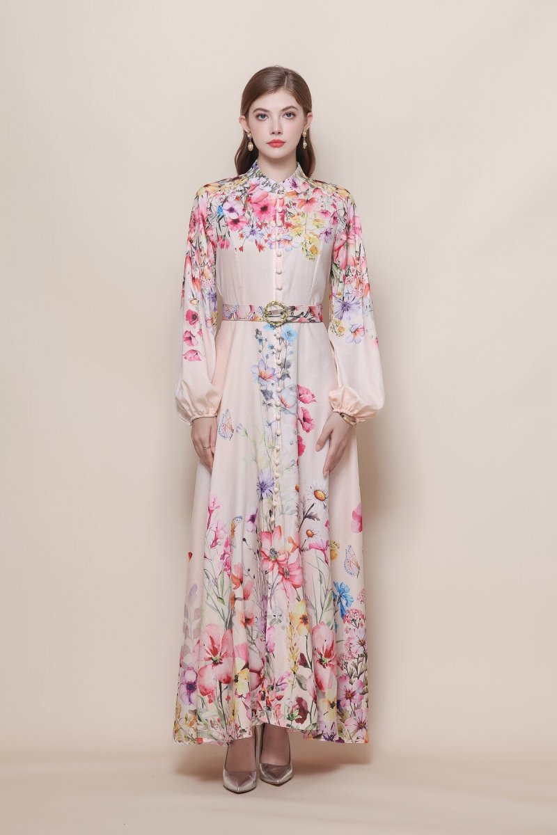 Wildflower Print Maxi Dress with Balloon Sleeves, picture 2 of 5