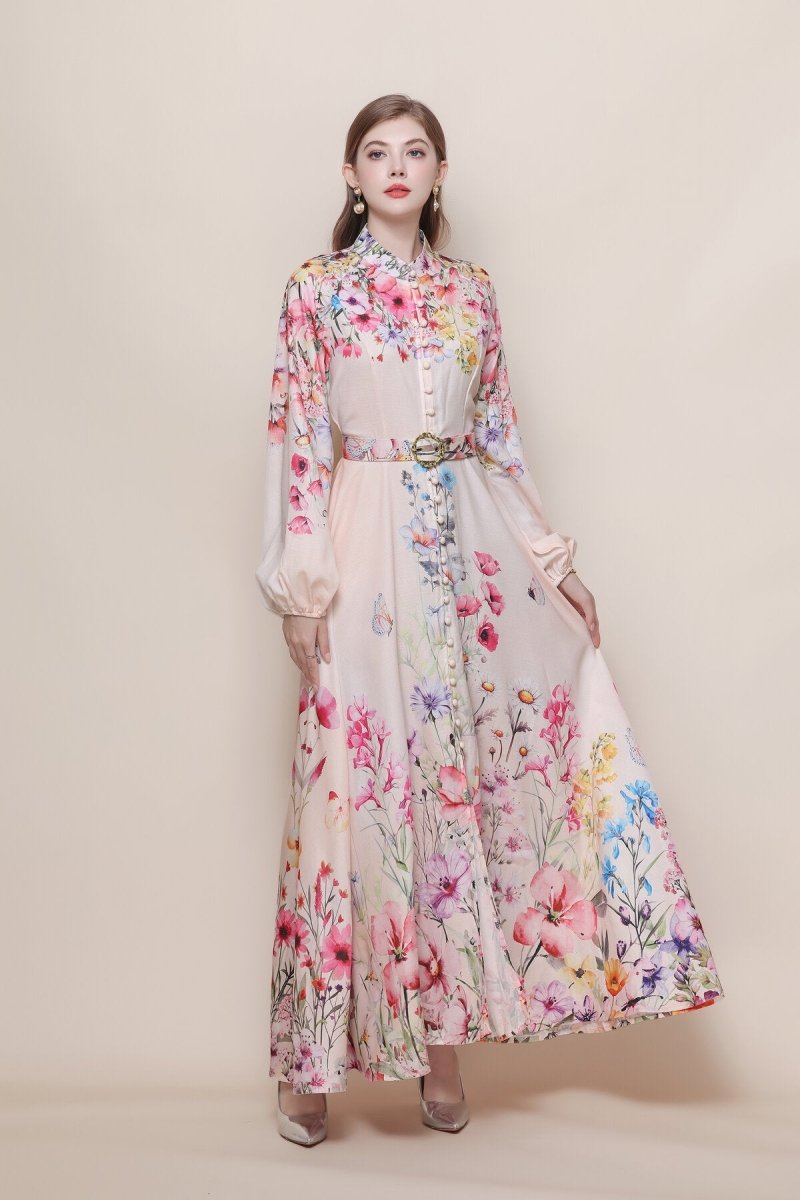 Wildflower Print Maxi Dress with Balloon Sleeves, picture 3 of 5
