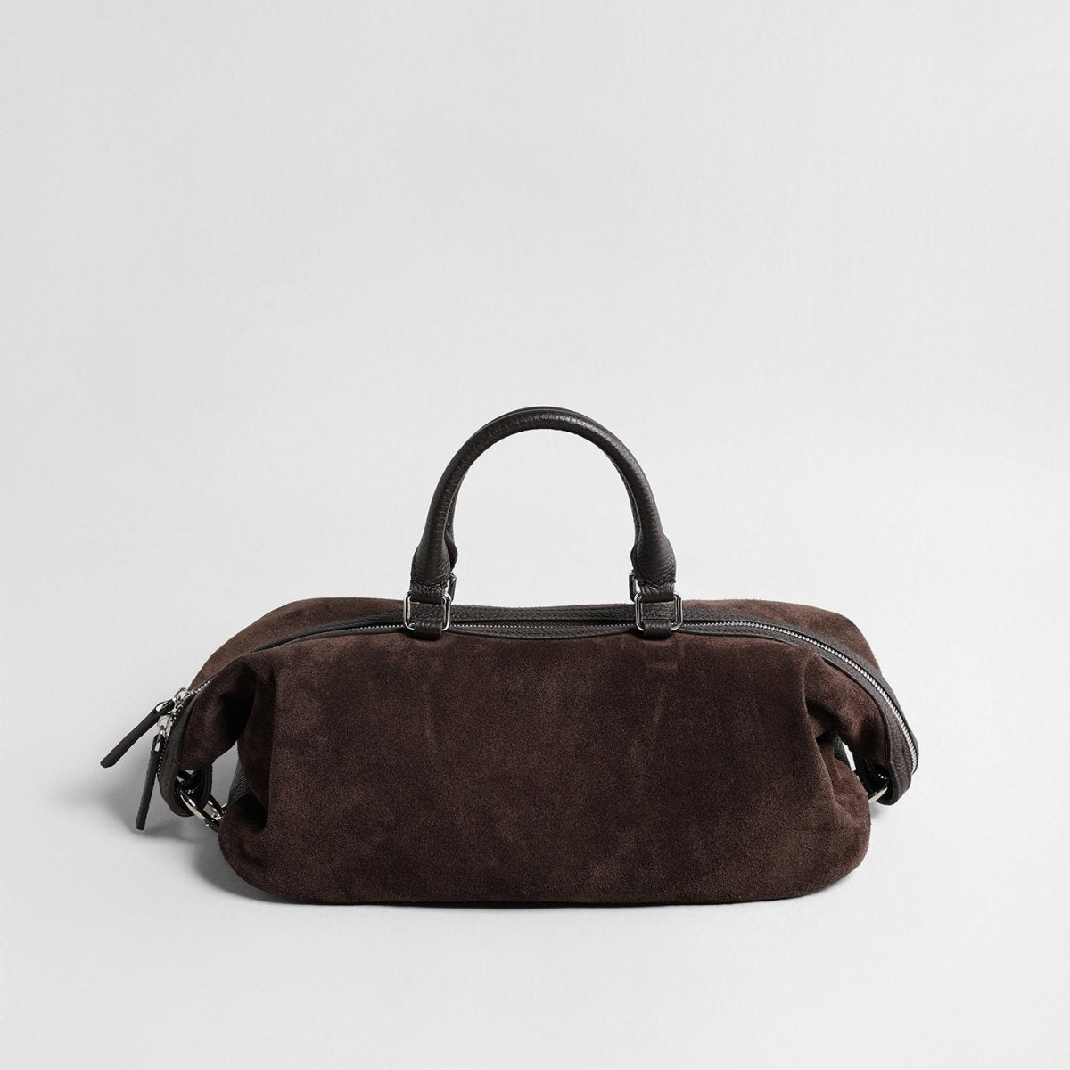 Suede Cylinder Pillow Bag with Leather Handle, picture 6 of 6
