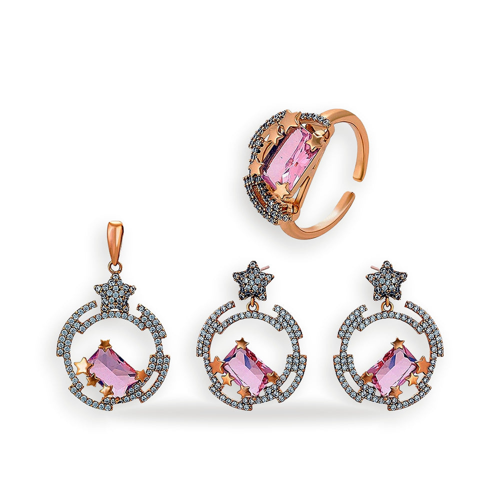 Gunhild Gold-Plated Earrings and Pendant Set