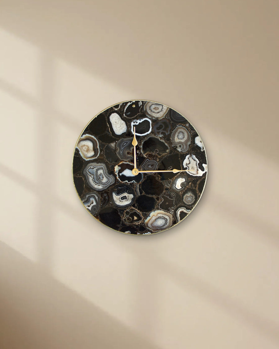 Black Agate Round Wall Clock