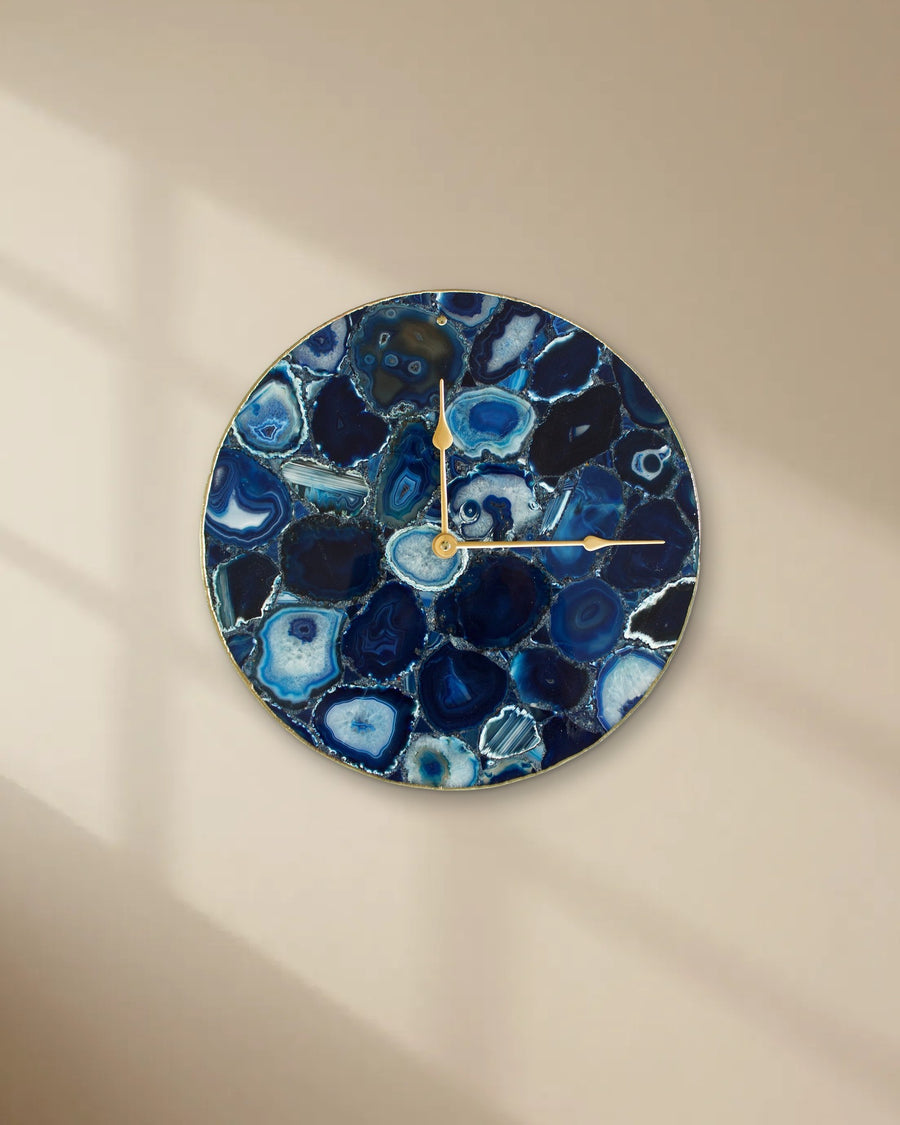Blue Agate Round Wall Clock